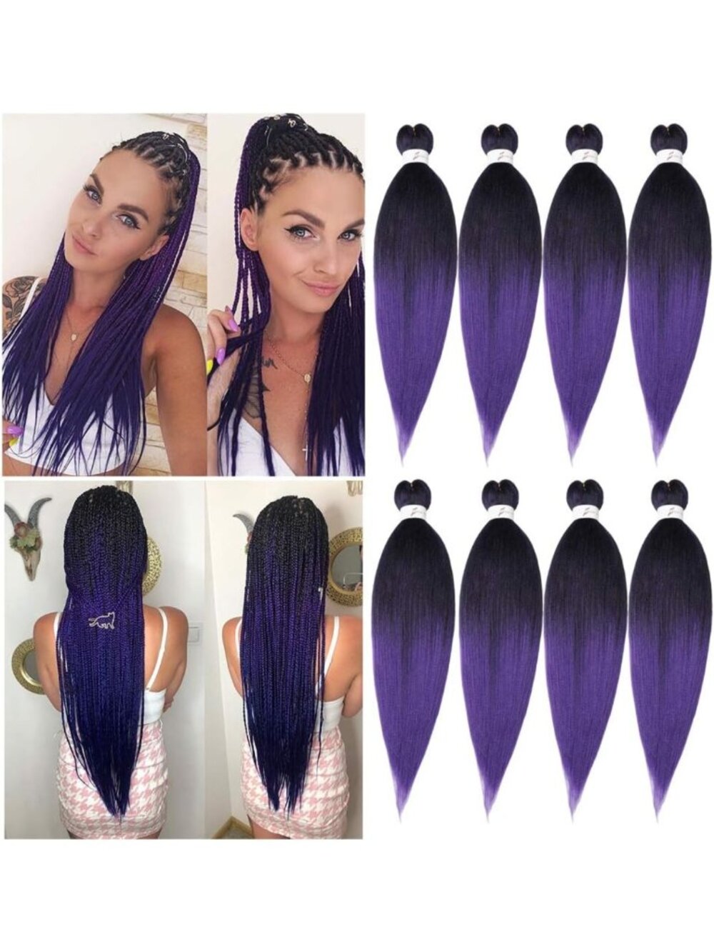 Braiding Hair Pre-Stretched Braiding Hair 20''-8 Packs Hot Water Setting Perm